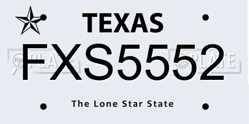 FXS5552 Texas License Plate