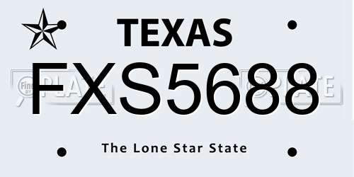 FXS5688 Texas License Plate