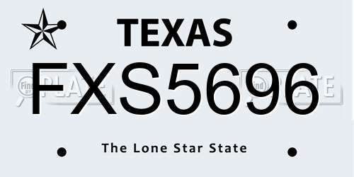 FXS5696 Texas License Plate