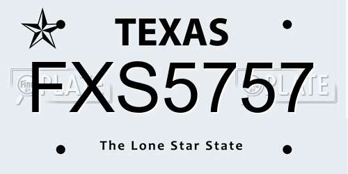 FXS5757 Texas License Plate