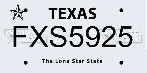 FXS5925 Texas License Plate