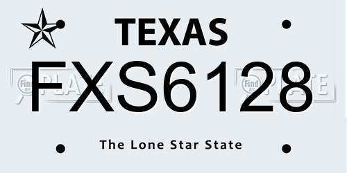 FXS6128 Texas License Plate