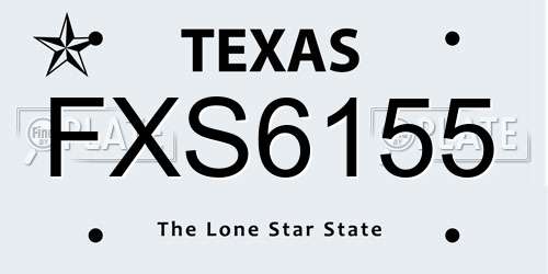 FXS6155 Texas License Plate