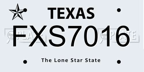 FXS7016 Texas License Plate