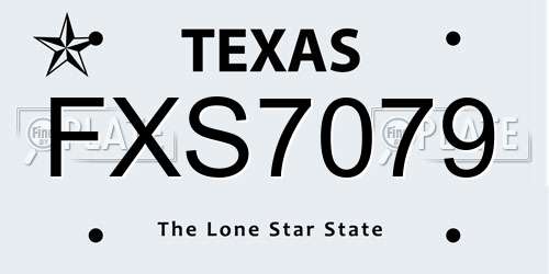 FXS7079 Texas License Plate