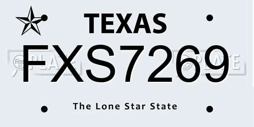 FXS7269 Texas License Plate