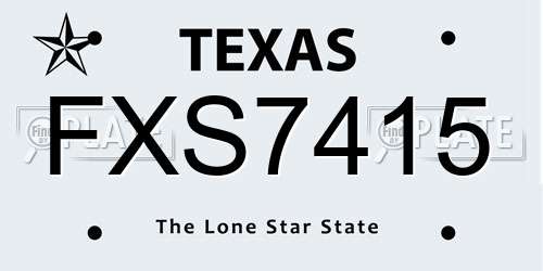 FXS7415 Texas License Plate