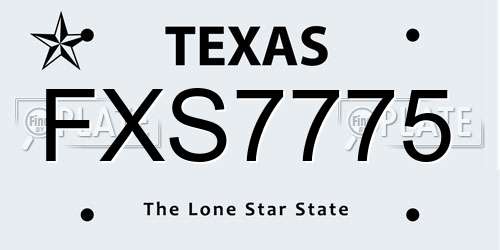 FXS7775 Texas License Plate
