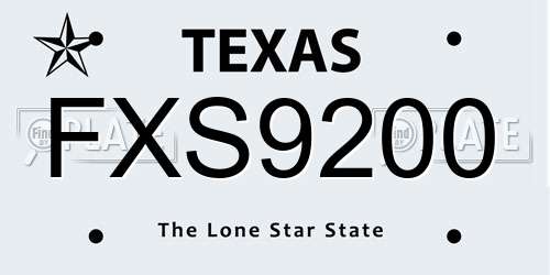 FXS9200 Texas License Plate