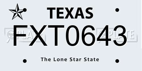 FXT0643 Texas License Plate