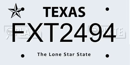 FXT2494 Texas License Plate