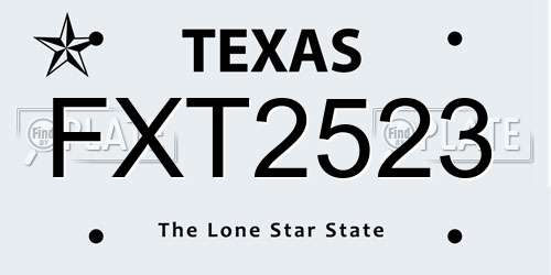 FXT2523 Texas License Plate