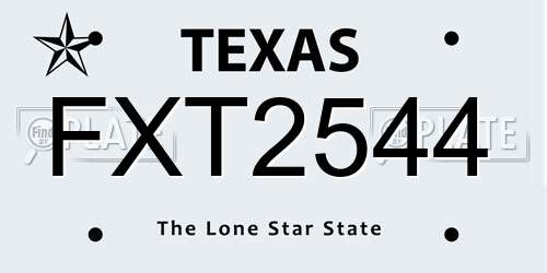 FXT2544 Texas License Plate