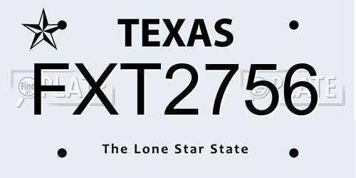 FXT2756 Texas License Plate