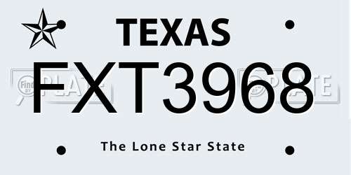 FXT3968 Texas License Plate