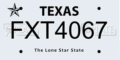 FXT4067 Texas License Plate