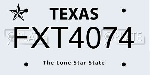 FXT4074 Texas License Plate