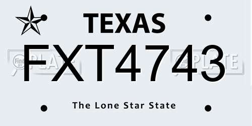 FXT4743 Texas License Plate