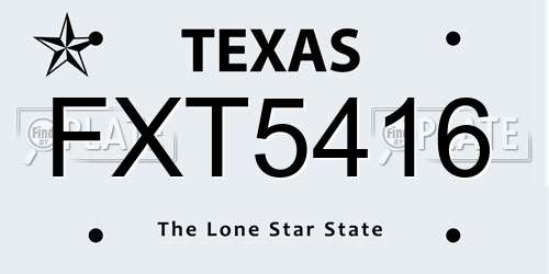 FXT5416 Texas License Plate