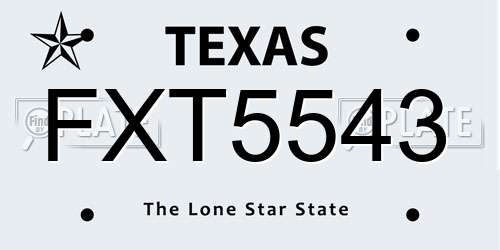 FXT5543 Texas License Plate