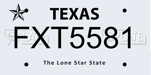 FXT5581 Texas License Plate
