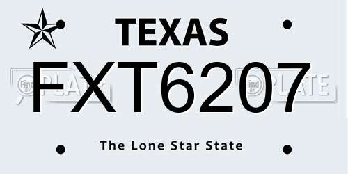 FXT6207 Texas License Plate