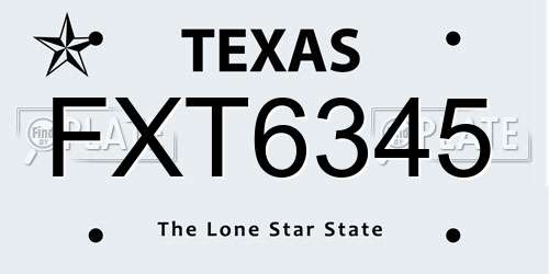 FXT6345 Texas License Plate