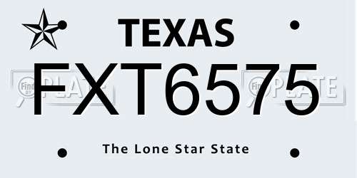 FXT6575 Texas License Plate