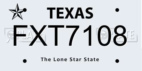 FXT7108 Texas License Plate