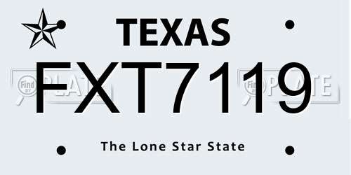 FXT7119 Texas License Plate