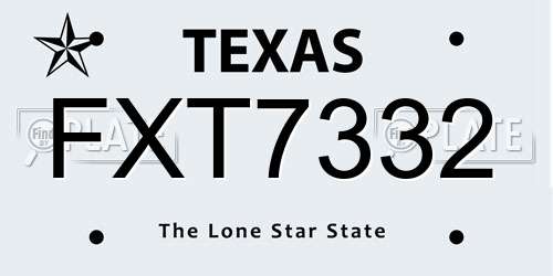FXT7332 Texas License Plate