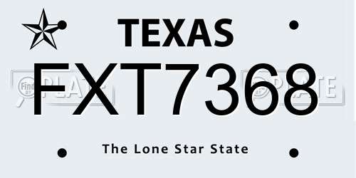 FXT7368 Texas License Plate
