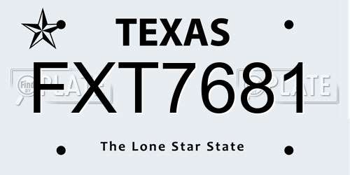 FXT7681 Texas License Plate