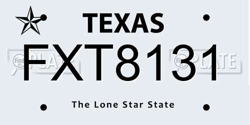 FXT8131 Texas License Plate
