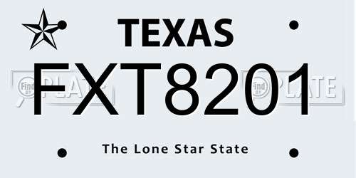 FXT8201 Texas License Plate