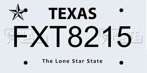 FXT8215 Texas License Plate