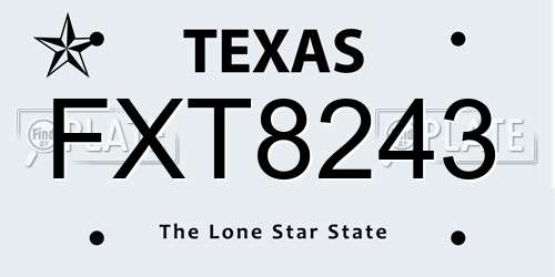 FXT8243 Texas License Plate