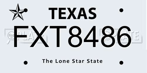 FXT8486 Texas License Plate