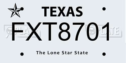 FXT8701 Texas License Plate