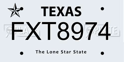 FXT8974 Texas License Plate
