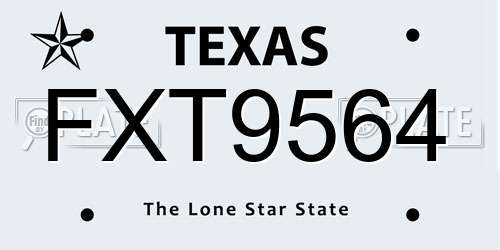 FXT9564 Texas License Plate
