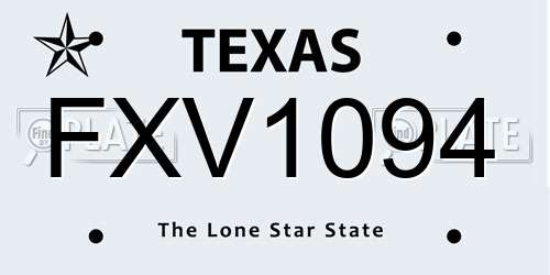 FXV1094 Texas License Plate