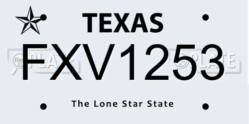 FXV1253 Texas License Plate