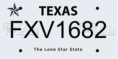 FXV1682 Texas License Plate