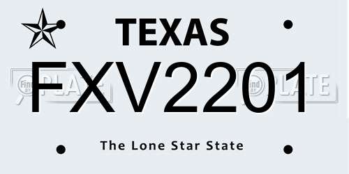 FXV2201 Texas License Plate
