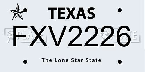 FXV2226 Texas License Plate