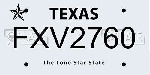FXV2760 Texas License Plate