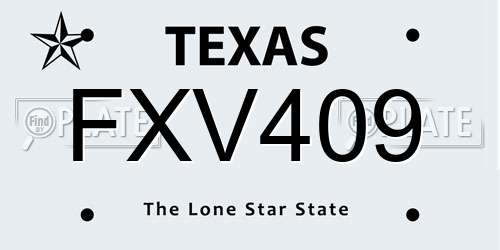 FXV409 Texas License Plate