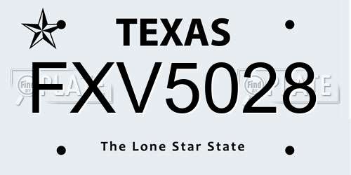 FXV5028 Texas License Plate