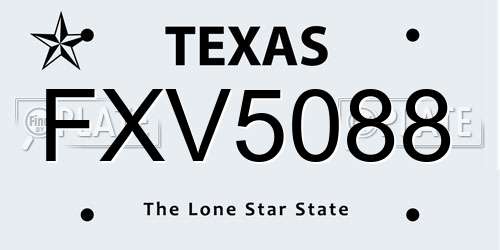 FXV5088 Texas License Plate